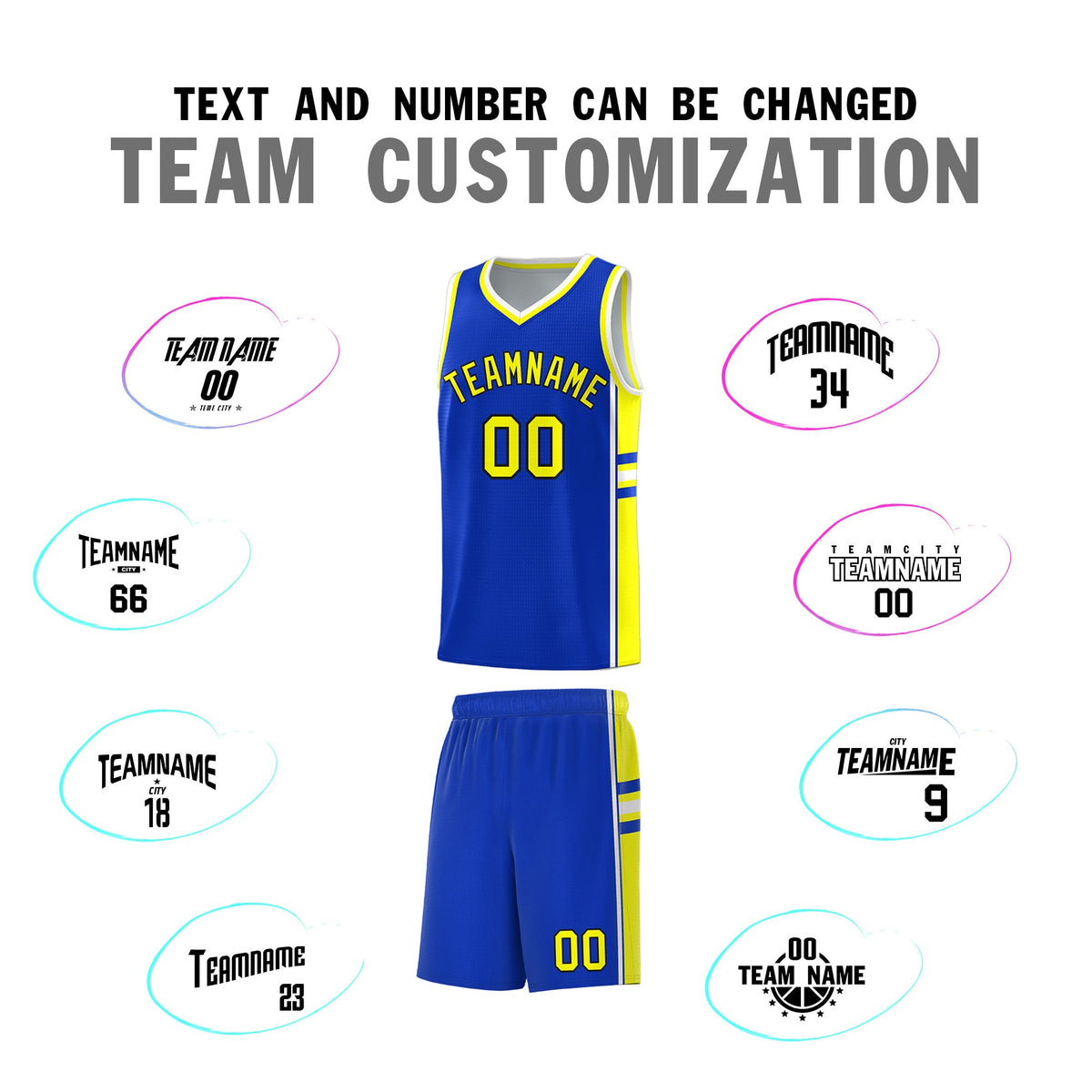 Custom Youth Basketball Jersey - Royal Fluorescent Yellow Two-Tone Classic Varsity Uniform