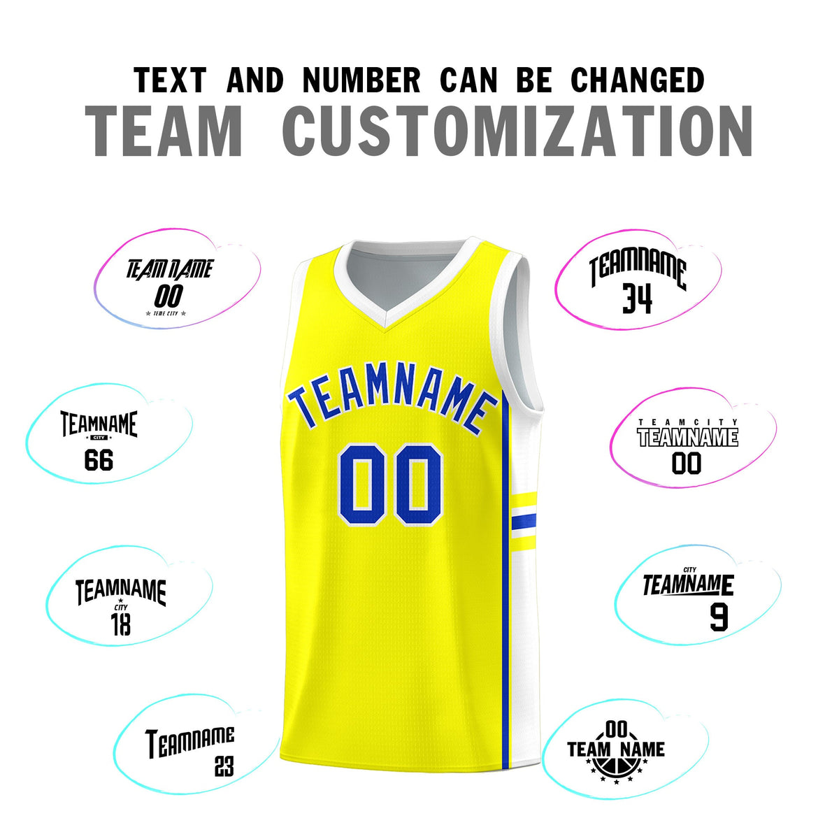 Custom Youth Basketball Jersey - Fluorescent Yellow White Two-Tone Classic Varsity Uniform
