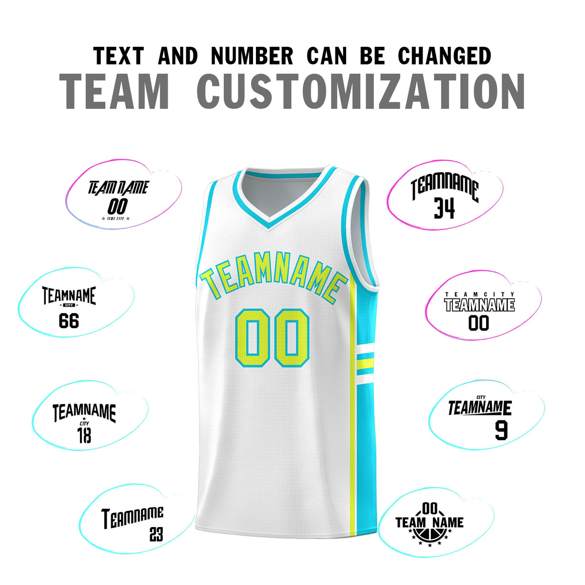 Custom Youth Basketball Jersey - White Sky Blue Two-Tone Varsity Jersey Set