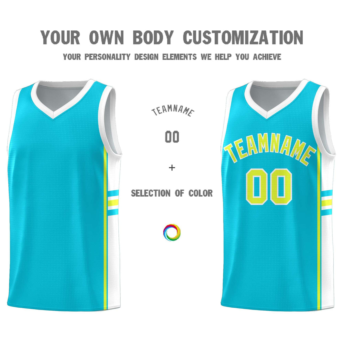 Custom Youth Basketball Jersey - Sky Blue White Personalized Varsity Two-Tone Uniform
