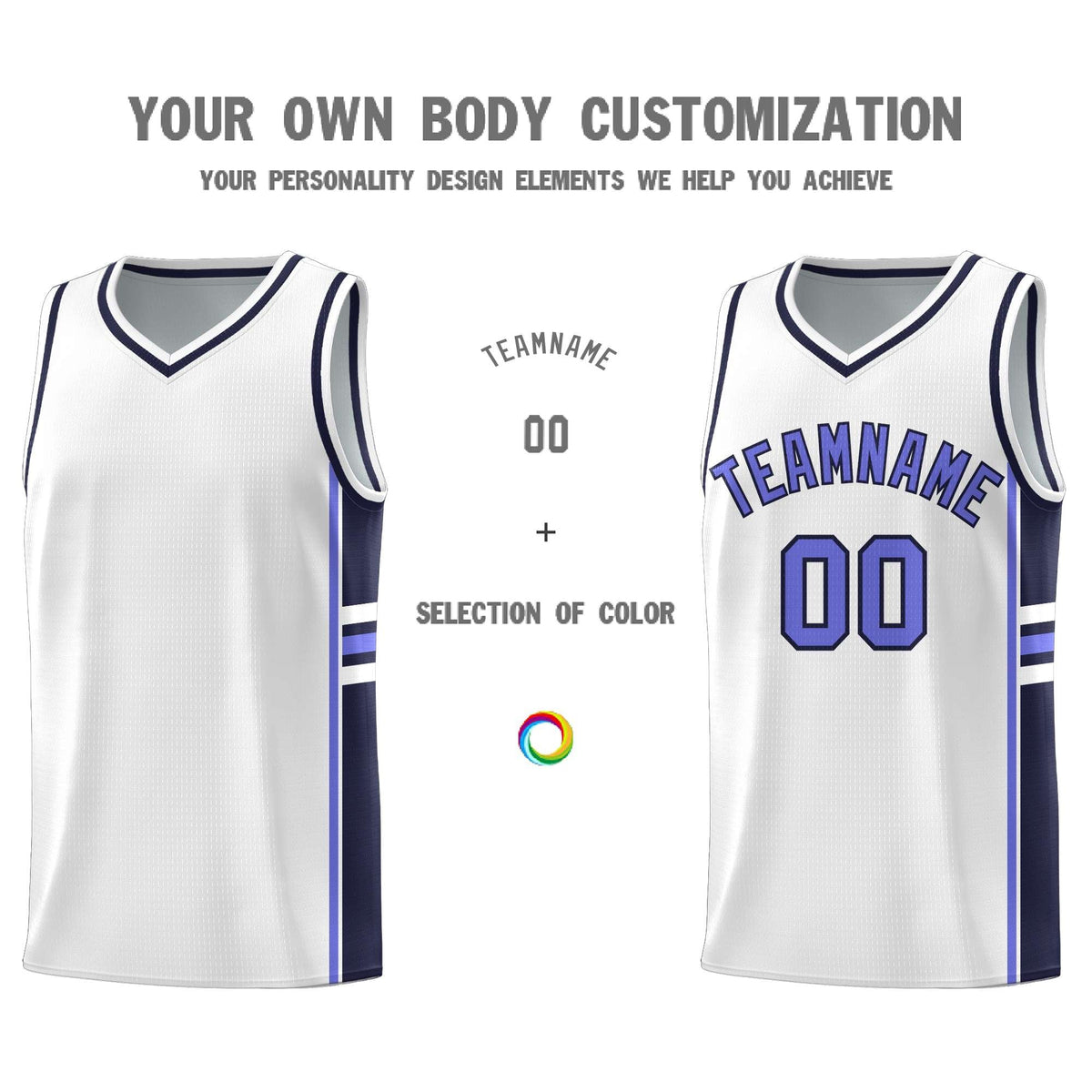 Custom Youth Basketball Jersey - White Navy Two-Tone Varsity Jersey Set