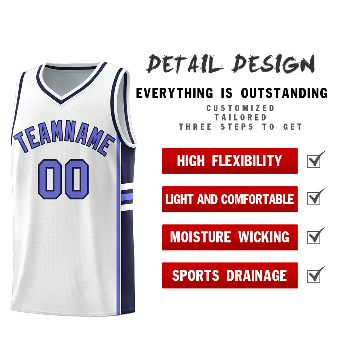 Custom Youth Basketball Jersey - White Navy Two-Tone Varsity Jersey Set