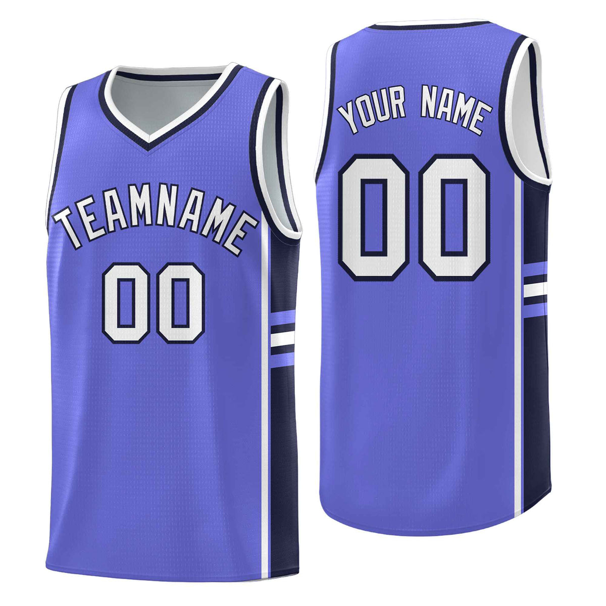 Custom Youth Basketball Jersey - Purple Navy Two-Tone Classic Varsity Uniform