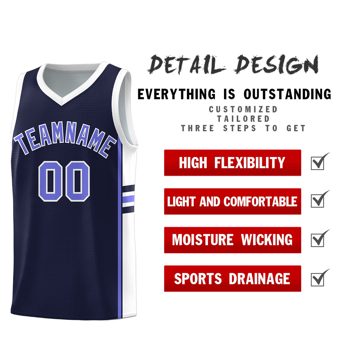 Custom Youth Basketball Jersey - Navy White Personalized Varsity Two-Tone Uniform