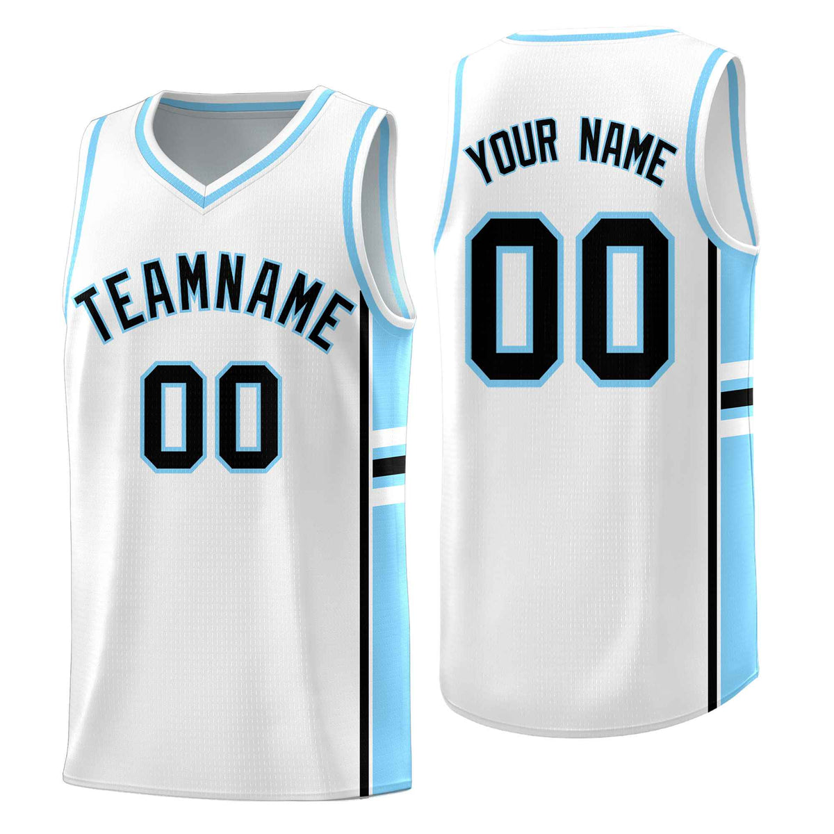 Custom Youth Basketball Jersey - White Light Blue Two-Tone Varsity Jersey Set