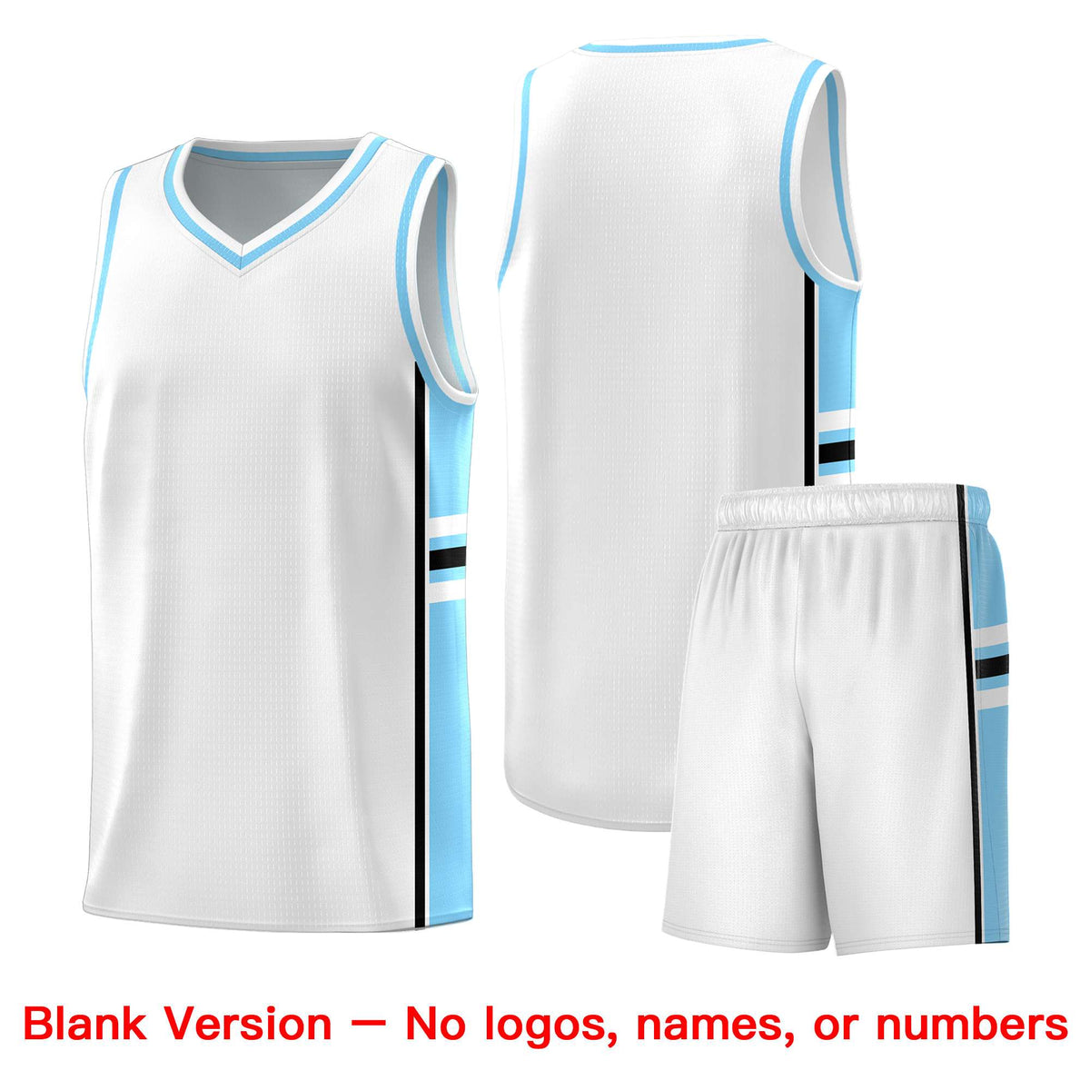 Custom Youth Basketball Jersey - White Light Blue Two-Tone Varsity Jersey Set