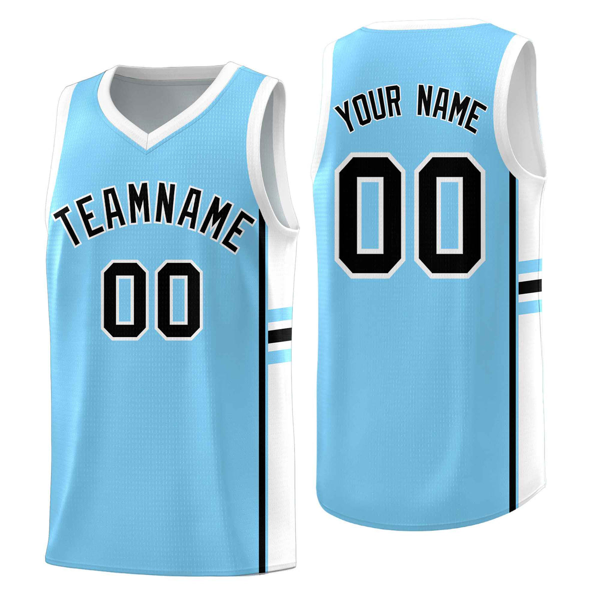 Custom Youth Basketball Jersey - Light Blue White Personalized Varsity Two-Tone Uniform