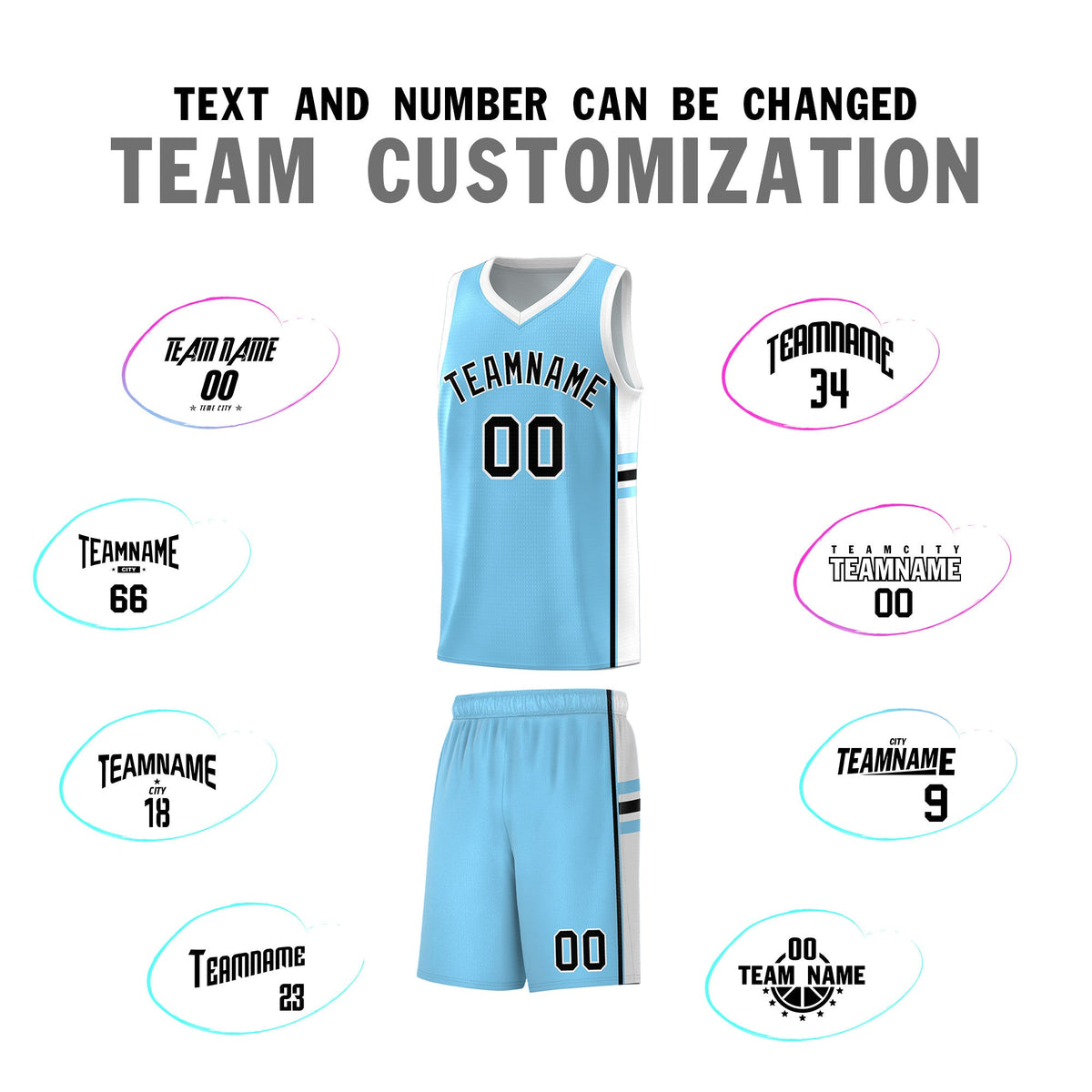 Custom Youth Basketball Jersey - Light Blue White Personalized Varsity Two-Tone Uniform