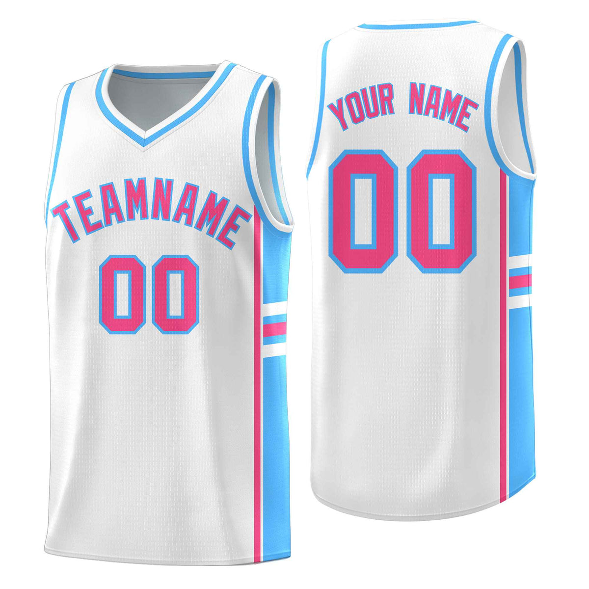 Custom Youth Basketball Jersey - White Powder Blue Two-Tone Varsity Jersey Set