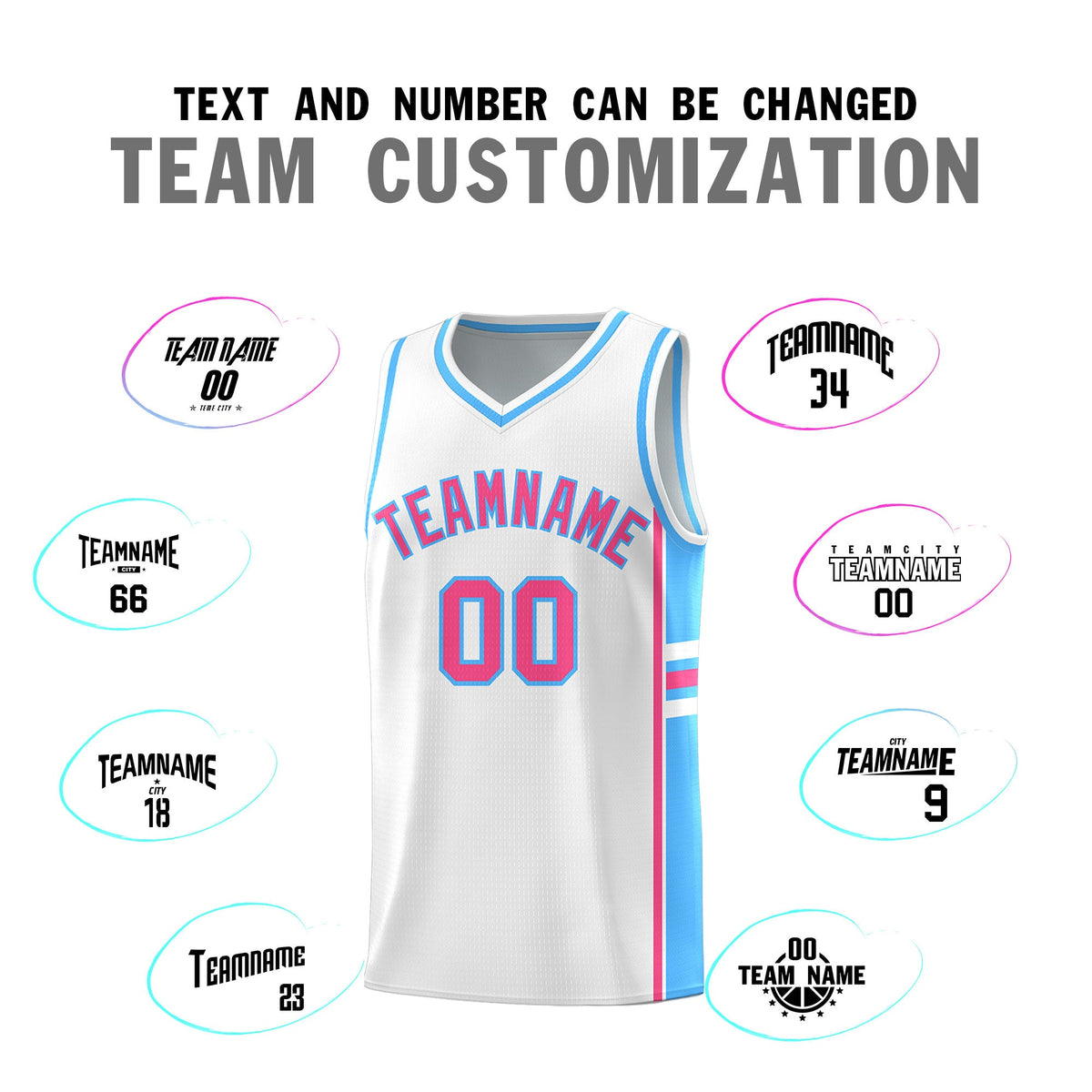 Custom Youth Basketball Jersey - White Powder Blue Two-Tone Varsity Jersey Set