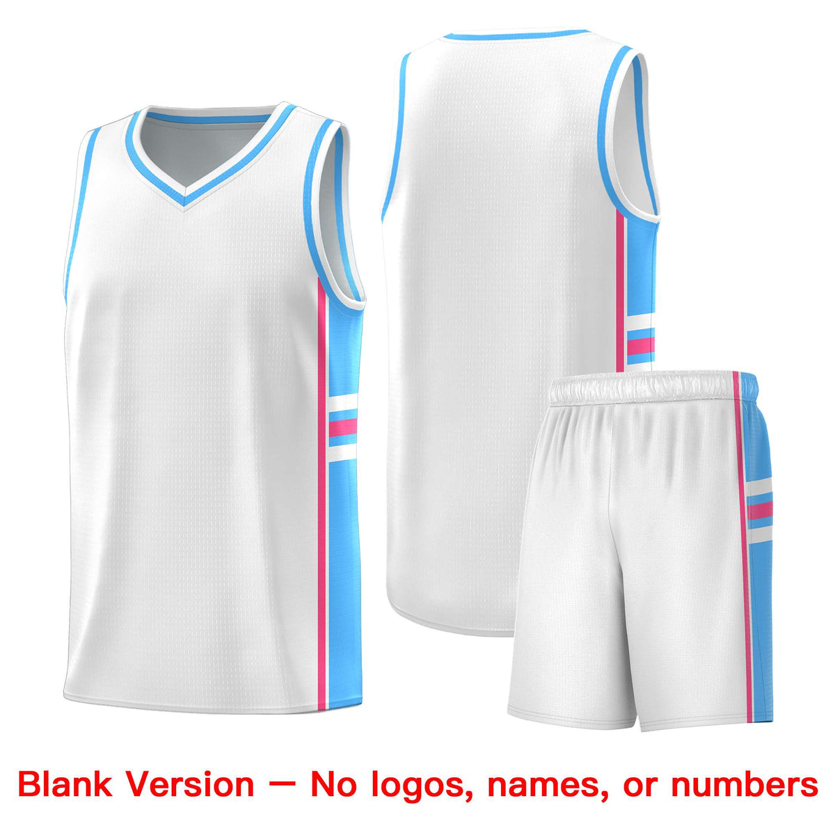 Custom Youth Basketball Jersey - White Powder Blue Two-Tone Varsity Jersey Set