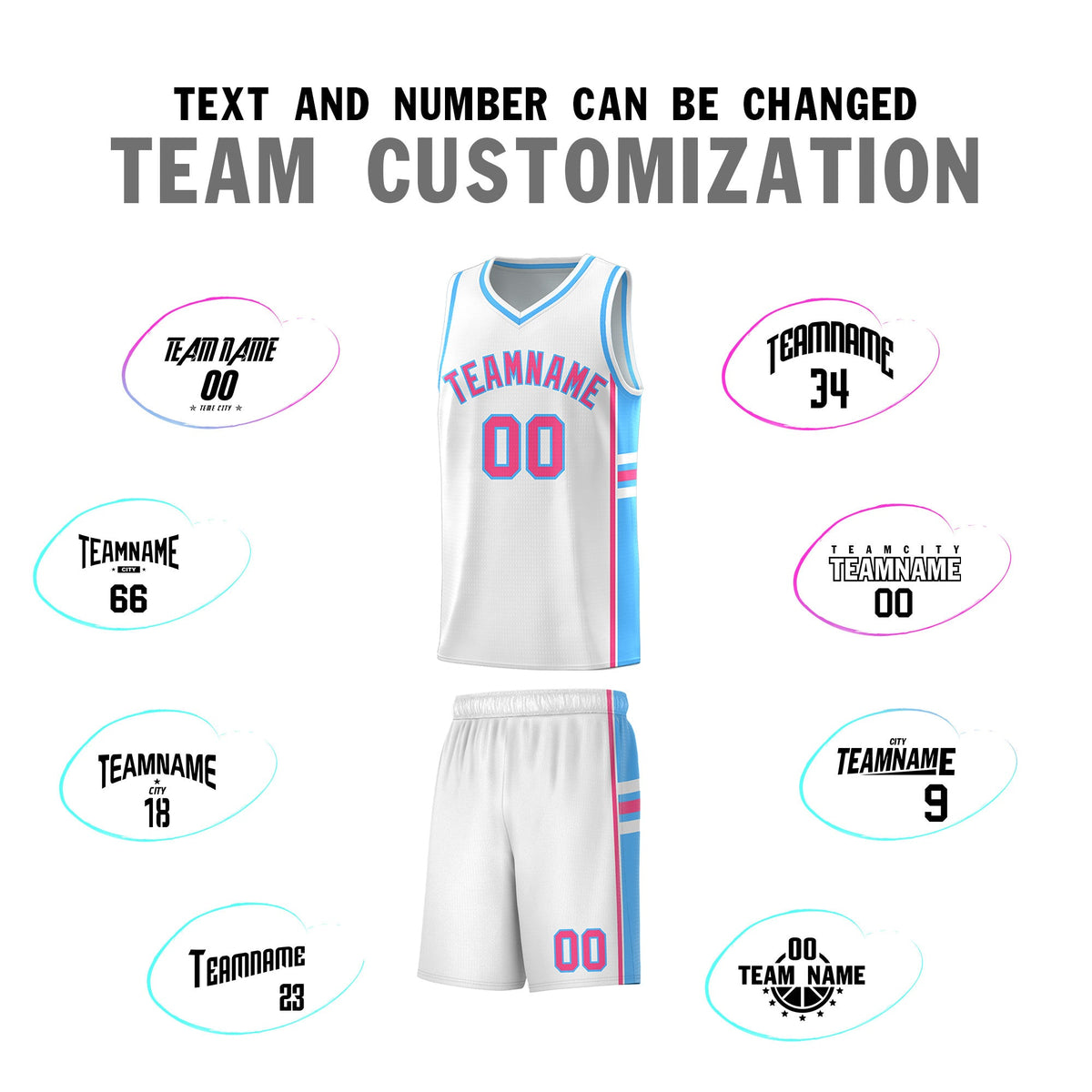 Custom Youth Basketball Jersey - White Powder Blue Two-Tone Varsity Jersey Set