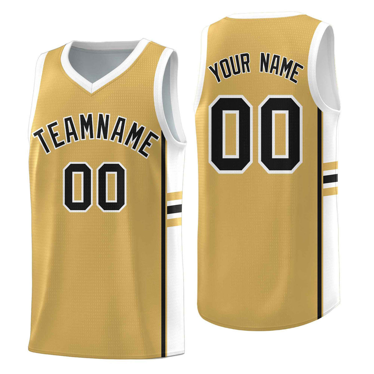 Custom Youth Basketball Jersey - Old Gold White Personalized Varsity Two-Tone Uniform