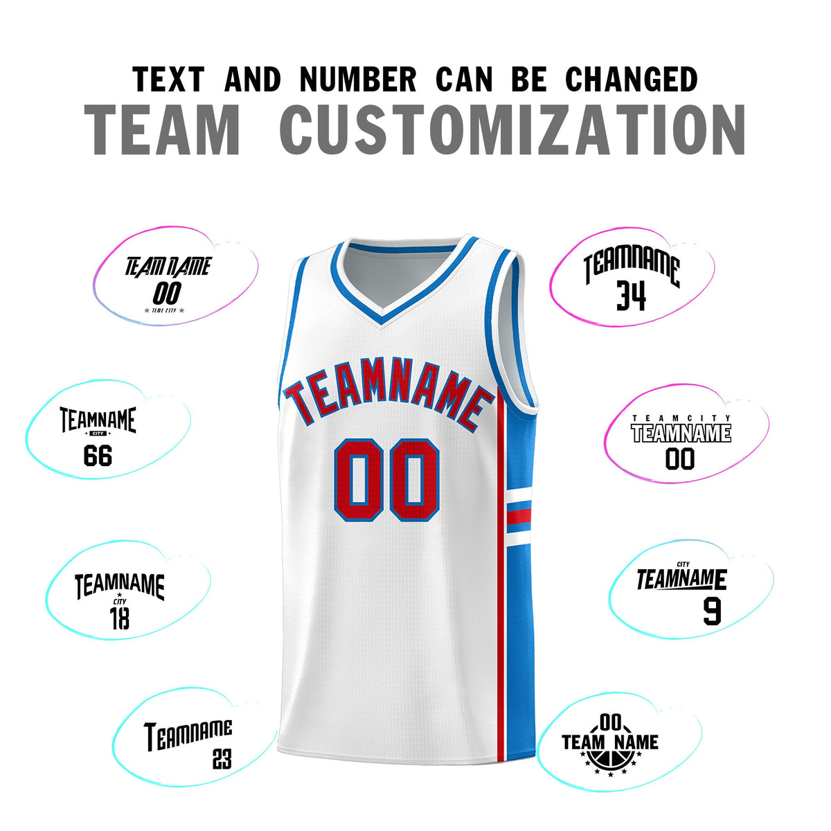 Custom Youth Basketball Jersey - White Royal Two-Tone Varsity Jersey Set