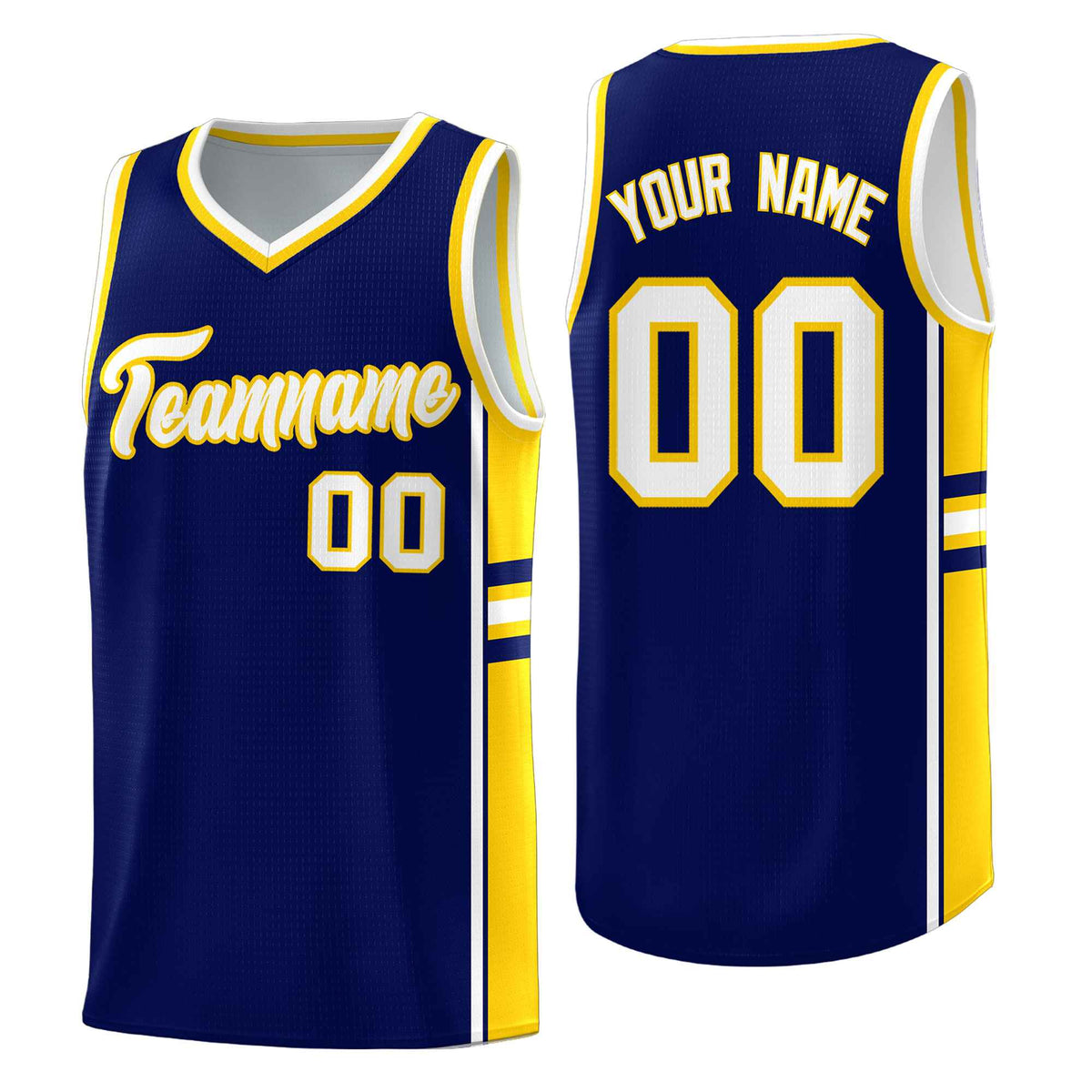 Custom Youth Basketball Jersey - Navy Gold Two-Tone Varsity Jersey Set