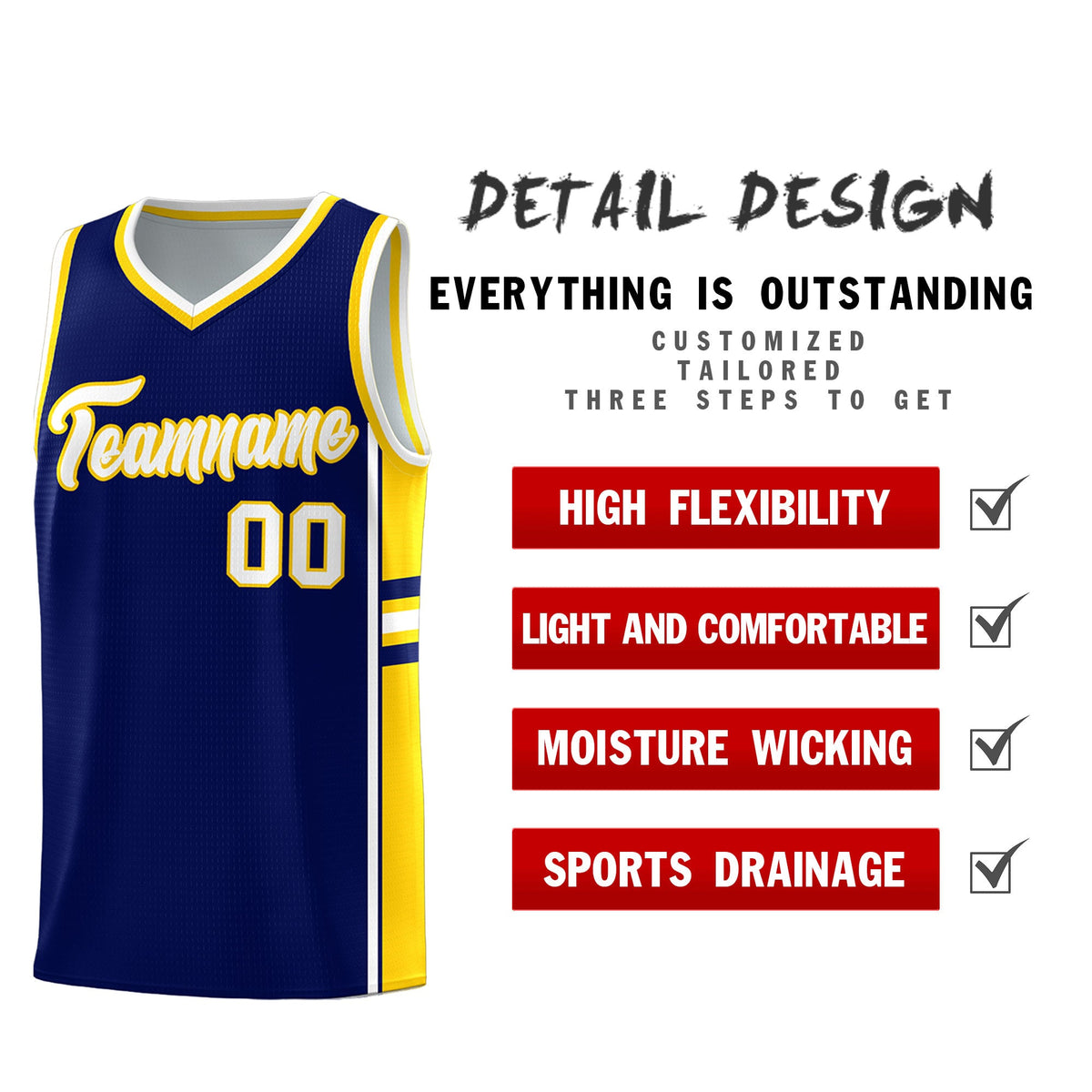 Custom Youth Basketball Jersey - Navy Gold Two-Tone Varsity Jersey Set