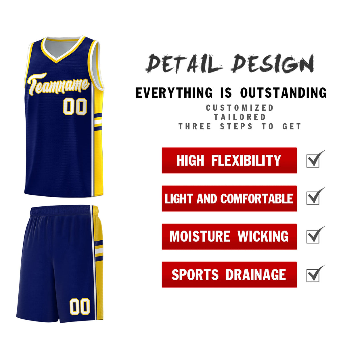 Custom Youth Basketball Jersey - Navy Gold Two-Tone Varsity Jersey Set