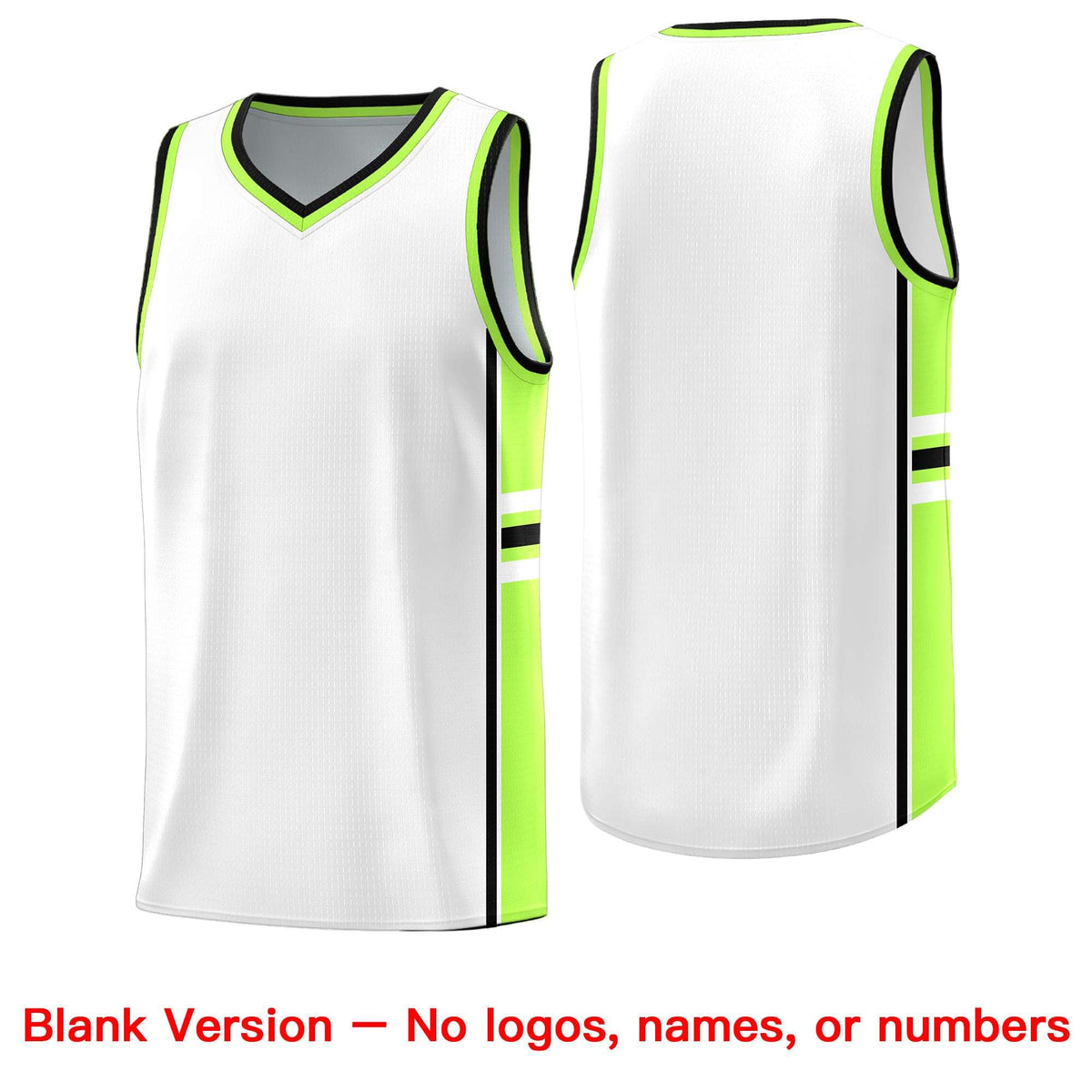 Custom Youth Basketball Jersey - White Fluorescent Green Two-Tone Varsity Jersey Set