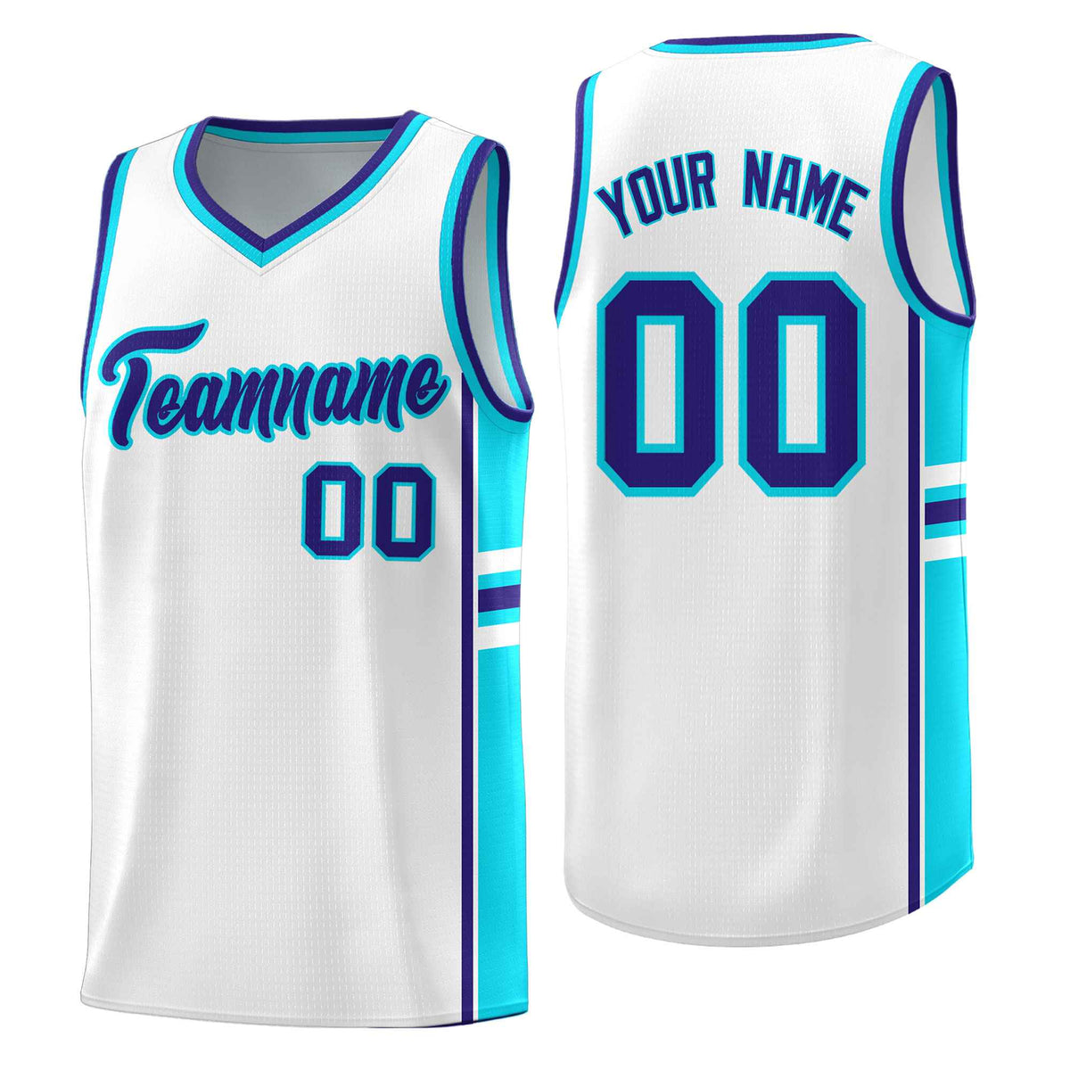 Custom Youth Basketball Jersey - White Royal Personalized Varsity Two-Tone Uniform