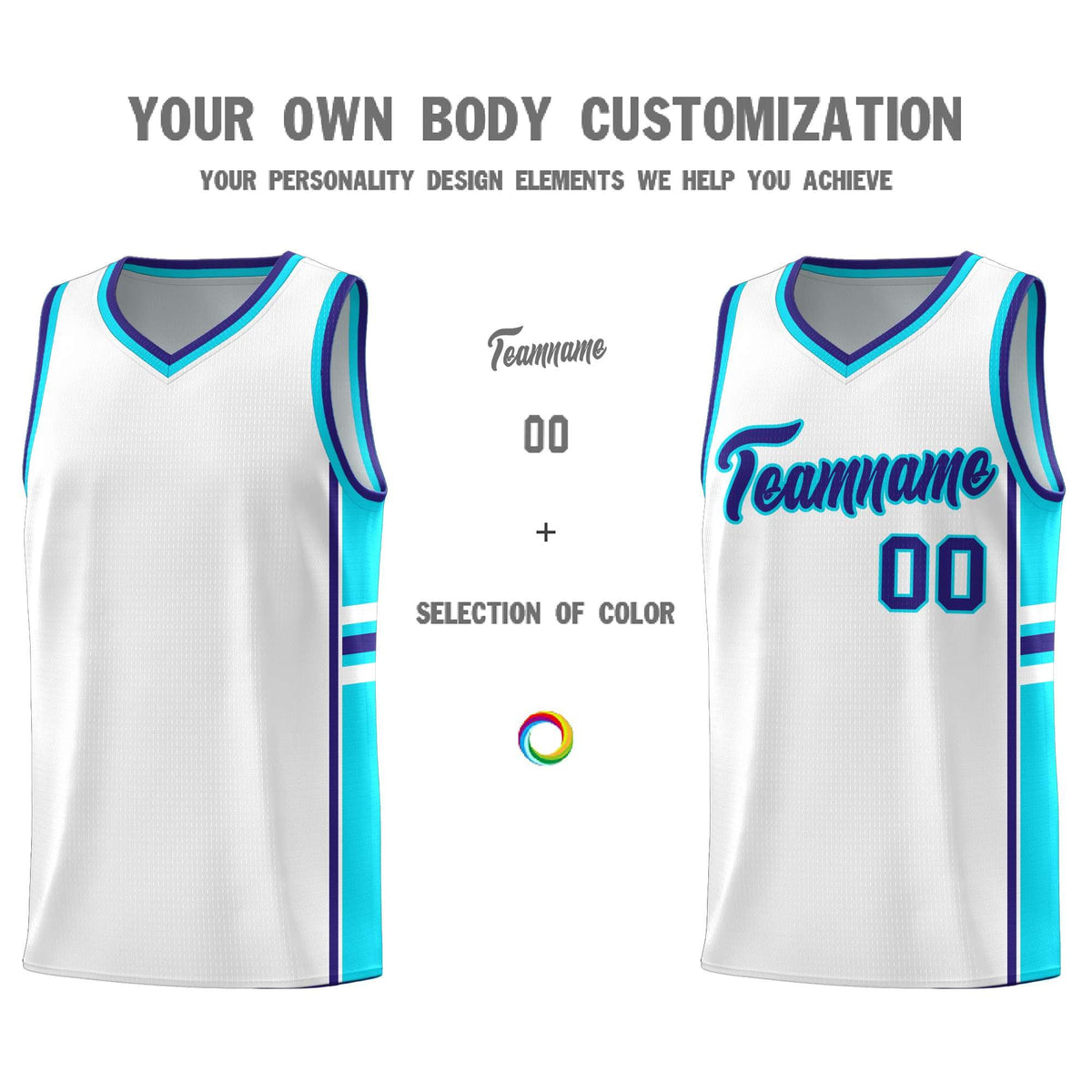 Custom Youth Basketball Jersey - White Royal Personalized Varsity Two-Tone Uniform