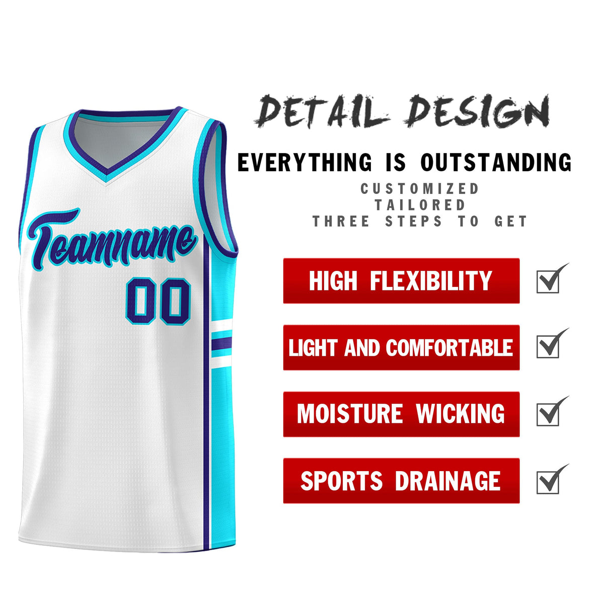 Custom Youth Basketball Jersey - White Royal Personalized Varsity Two-Tone Uniform