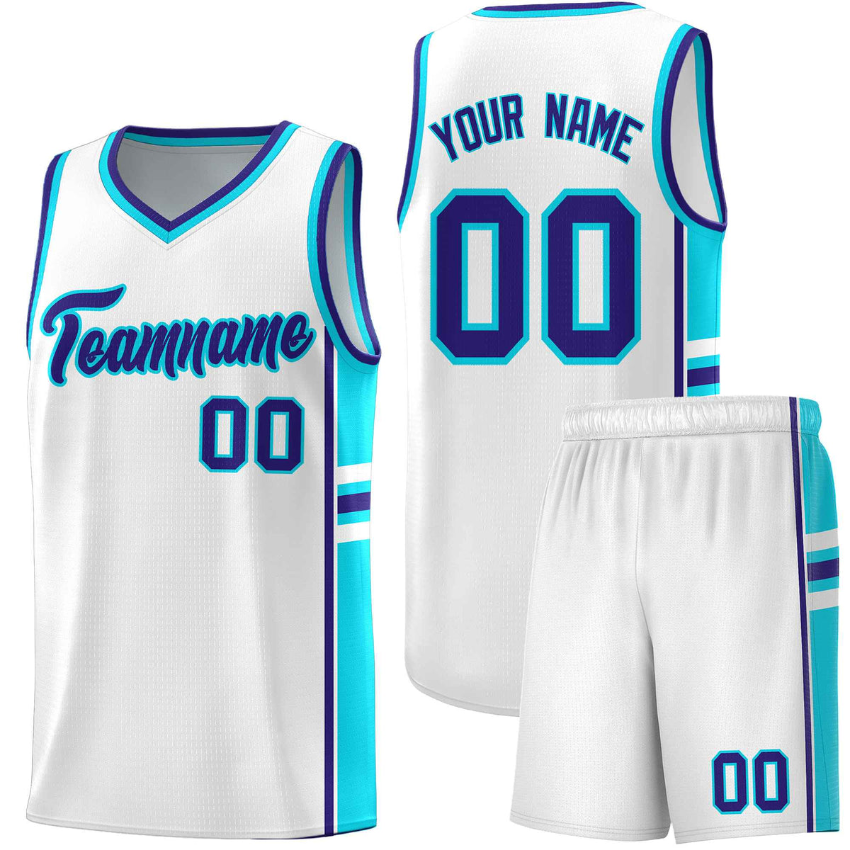 Custom Youth Basketball Jersey - White Royal Personalized Varsity Two-Tone Uniform