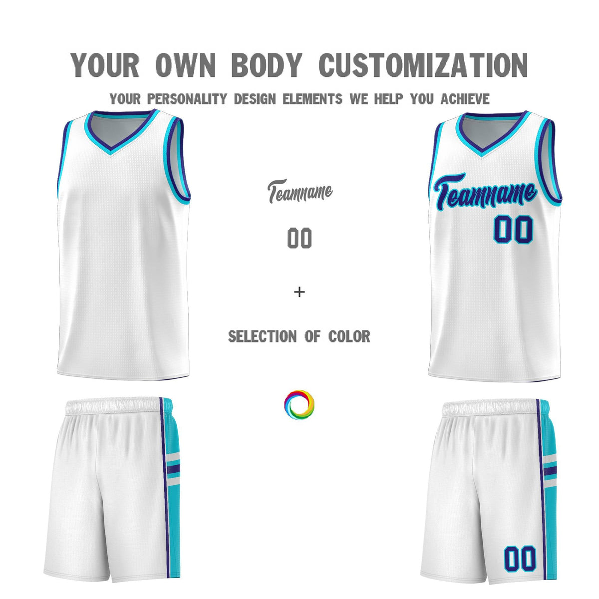 Custom Youth Basketball Jersey - White Royal Personalized Varsity Two-Tone Uniform
