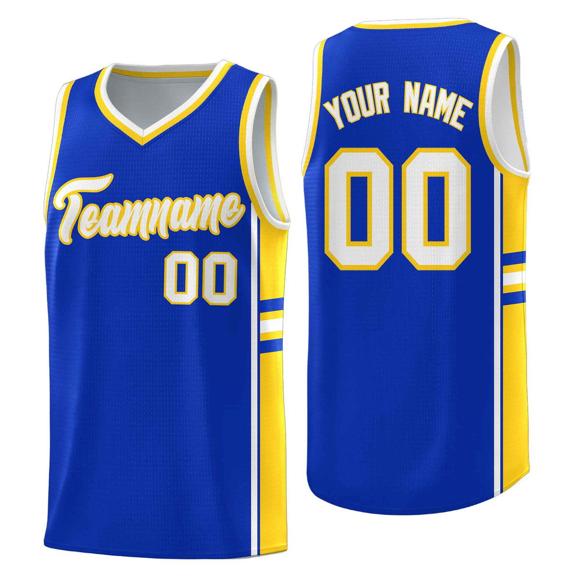 Custom Youth Basketball Jersey - Royal Gold Two-Tone Varsity Jersey Set