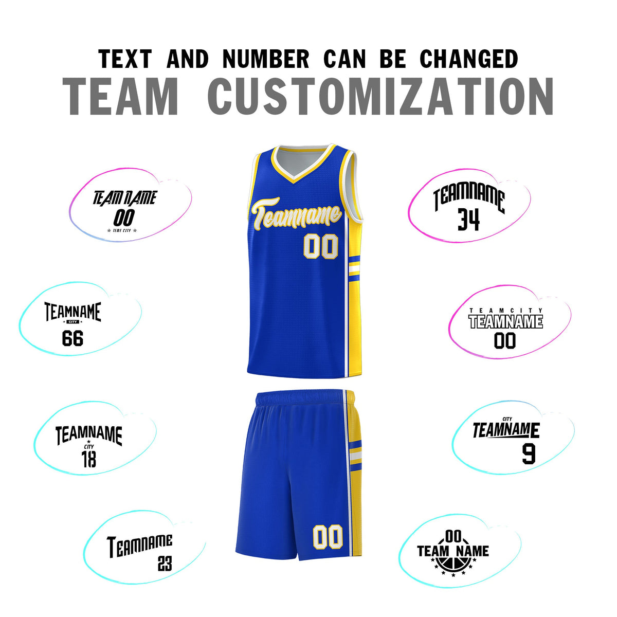 Custom Youth Basketball Jersey - Royal Gold Two-Tone Varsity Jersey Set