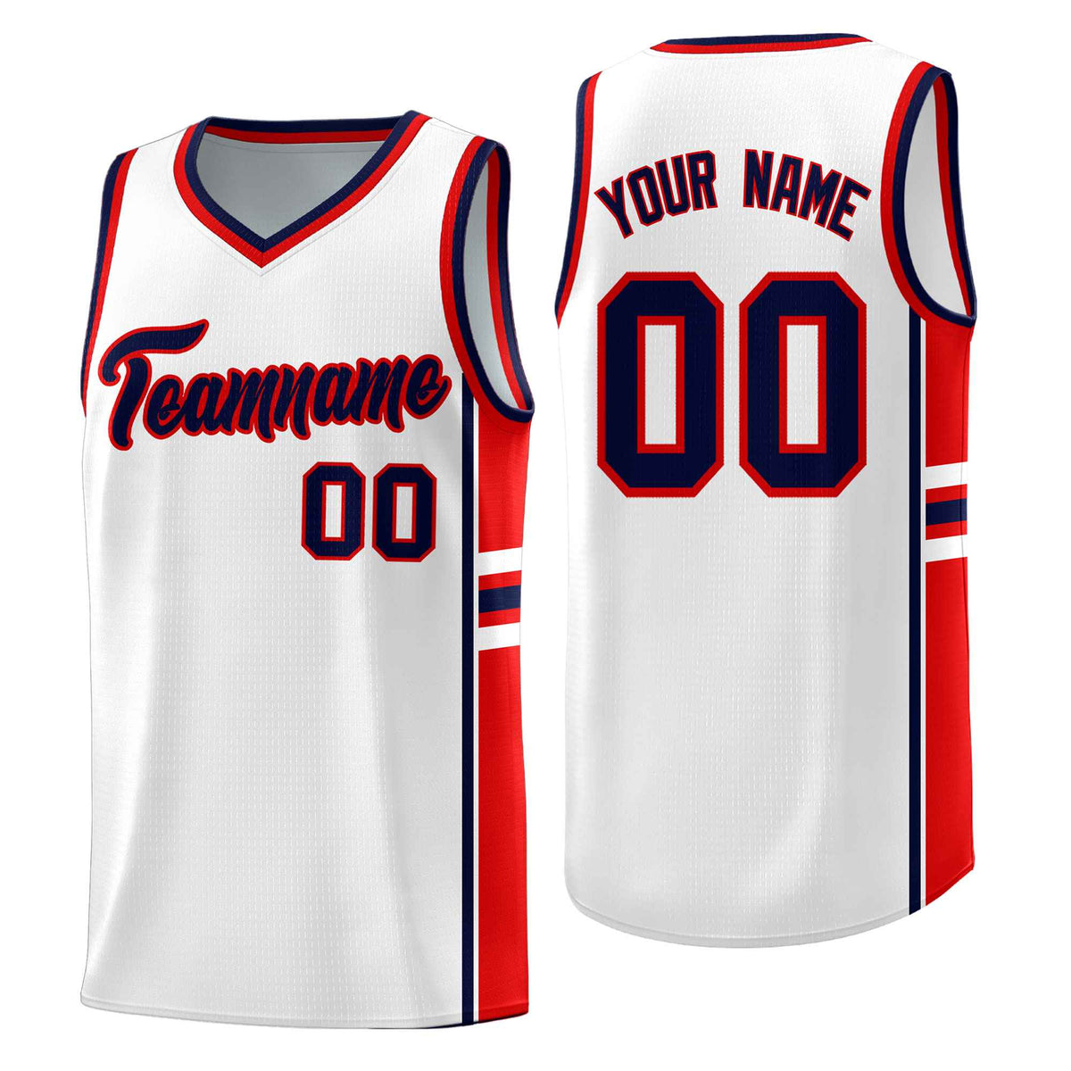 Custom Youth Basketball Jersey - White Red Personalized Varsity Two-Tone Uniform