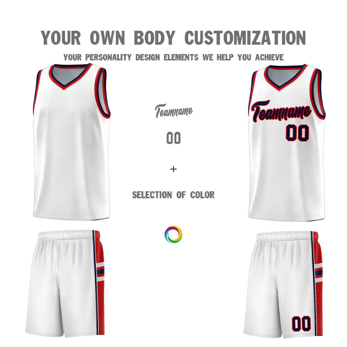 Custom Youth Basketball Jersey - White Red Personalized Varsity Two-Tone Uniform