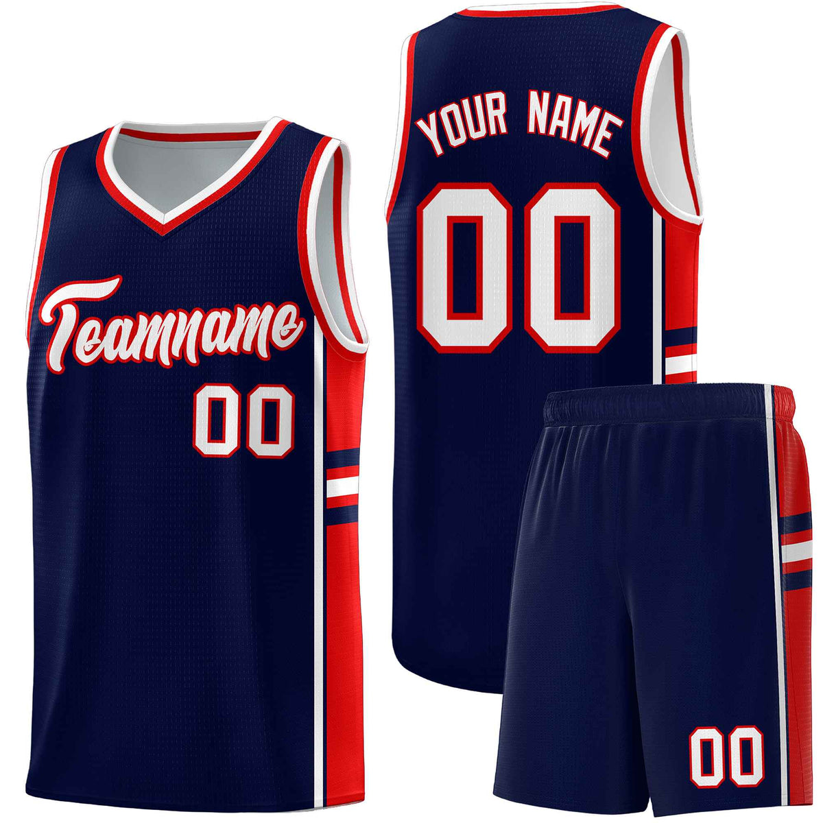Custom Youth Basketball Jersey - Navy Red Two-Tone Varsity Jersey Set