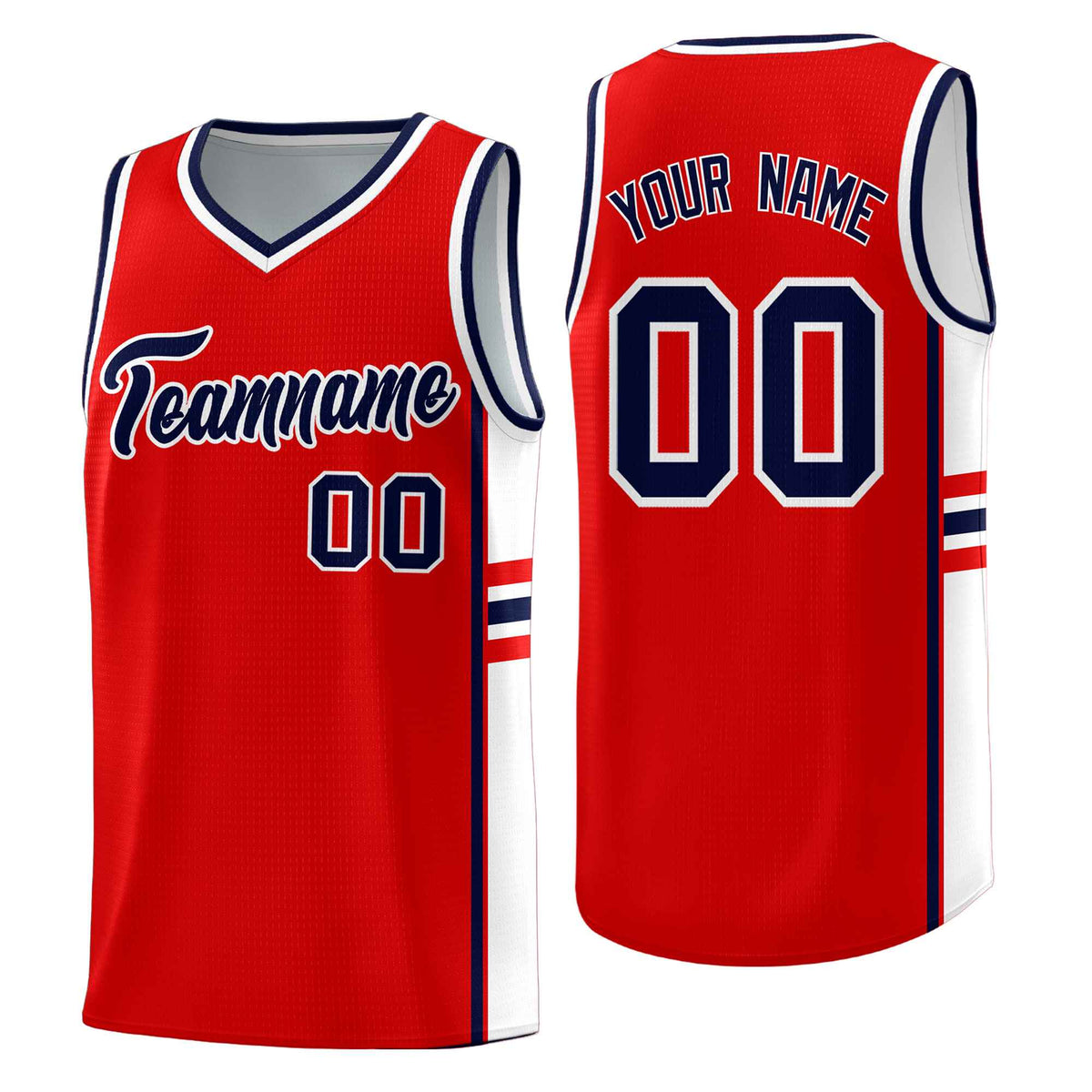 Custom Youth Basketball Jersey - Red White Two-Tone Classic Varsity Uniform