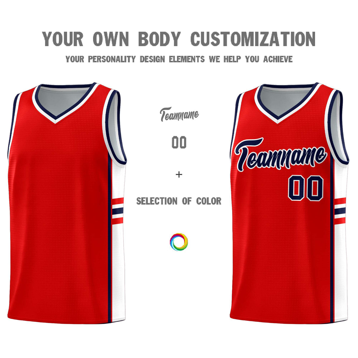 Custom Youth Basketball Jersey - Red White Two-Tone Classic Varsity Uniform
