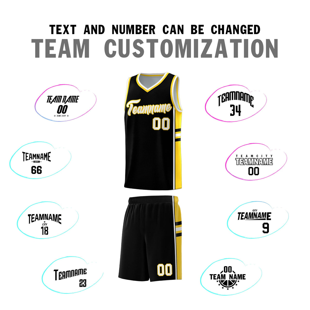 Custom Youth Basketball Jersey - Black Gold Two-Tone Varsity Jersey Set