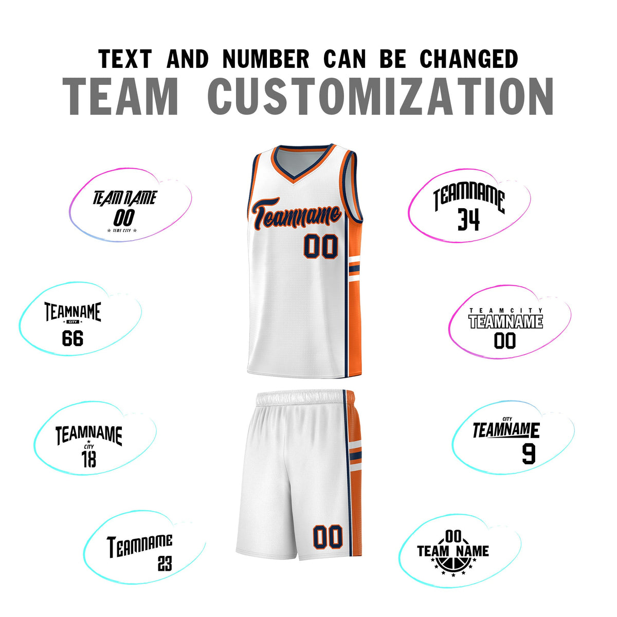 Custom Youth Basketball Jersey - White Orange Personalized Varsity Two-Tone Uniform