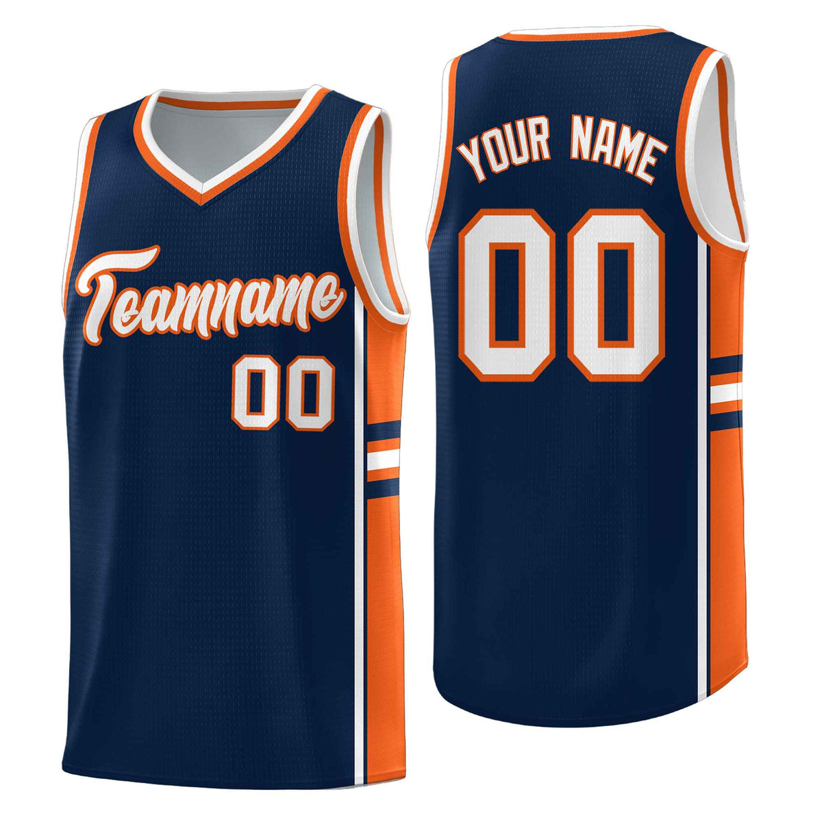 Custom Youth Basketball Jersey - Navy Orange Two-Tone Varsity Jersey Set