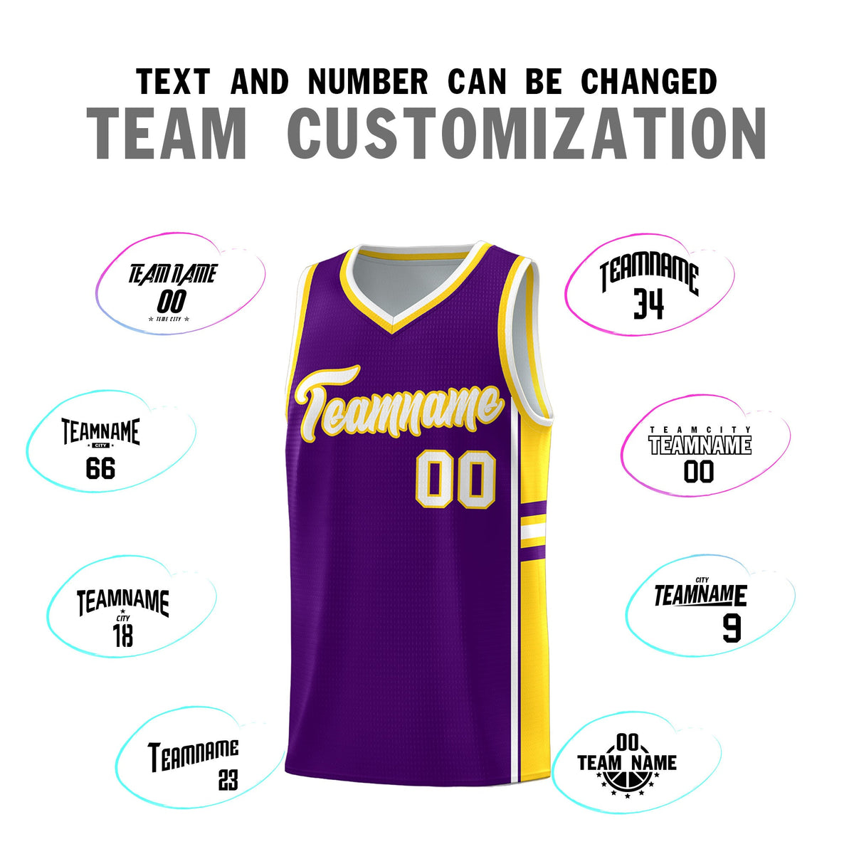 Custom Youth Basketball Jersey - Purple Gold Two-Tone Varsity Jersey Set