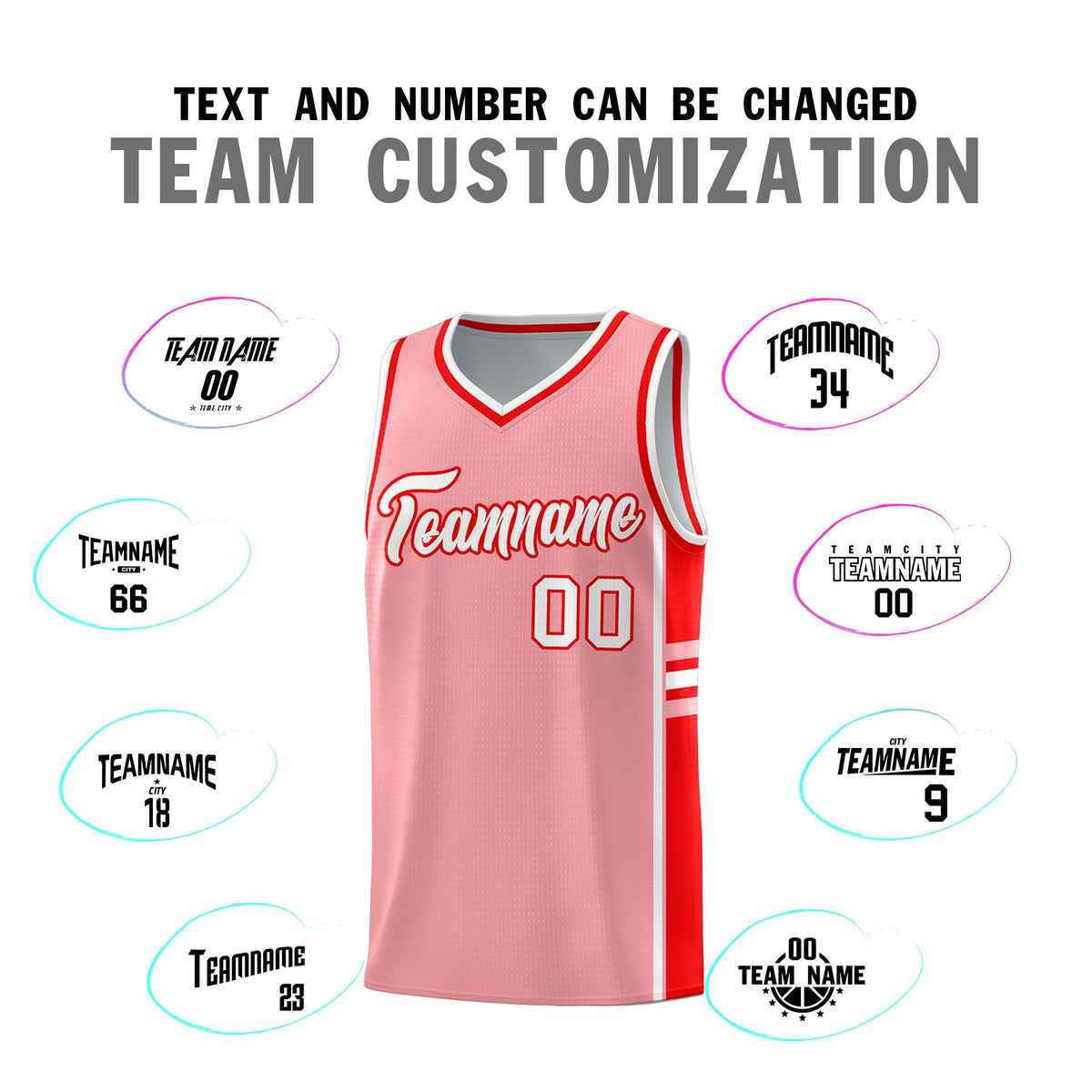 Custom Youth Basketball Jersey - Light Pink Light Red Two-Tone Varsity Jersey Set