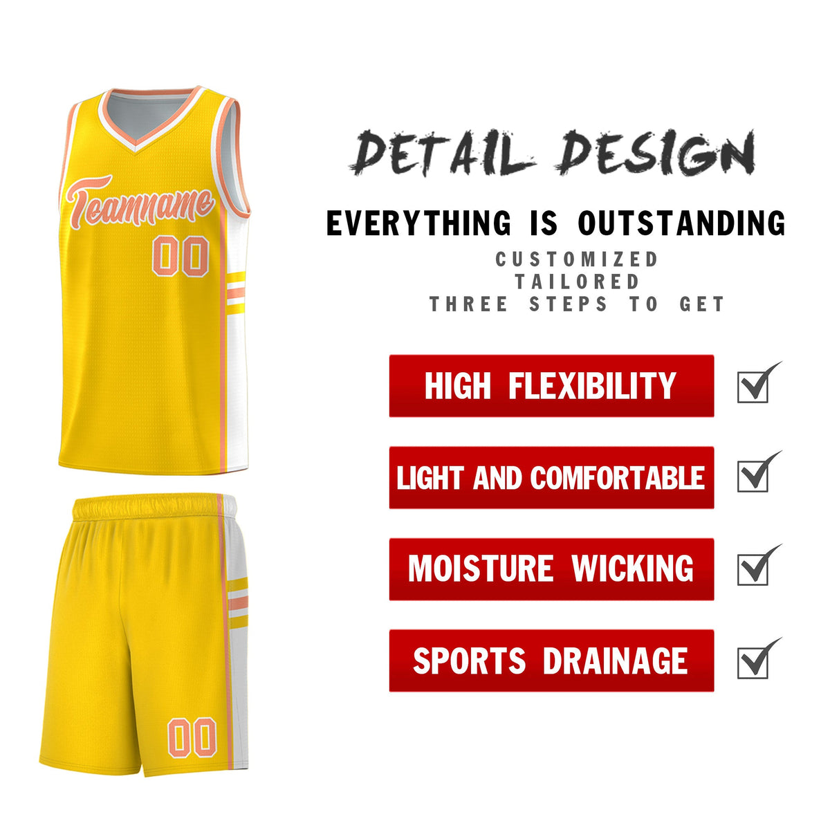 Custom Youth Basketball Jersey - Gold White Personalized Varsity Two-Tone Uniform