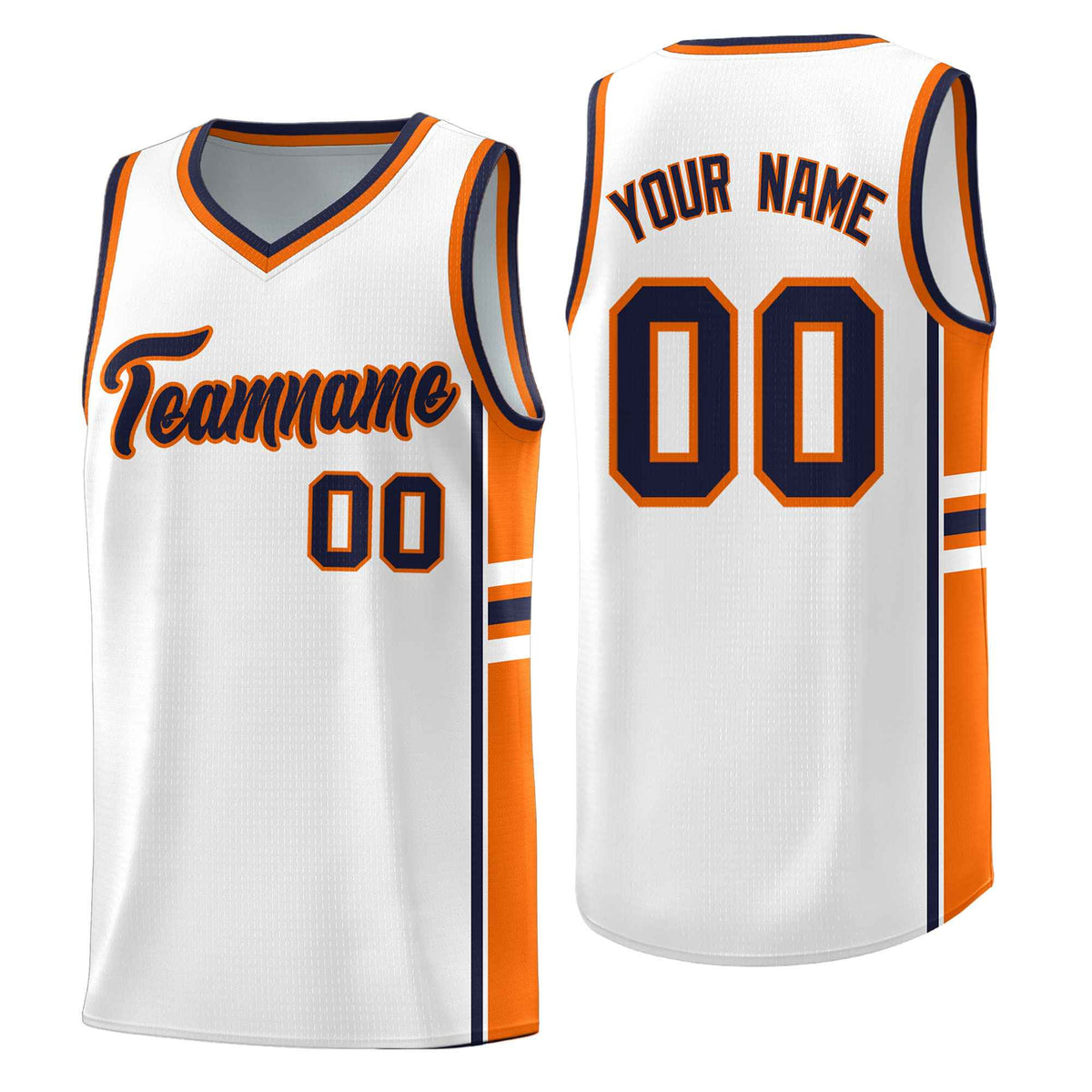 Custom Youth Basketball Jersey - White Orange Two-Tone Varsity Jersey Set