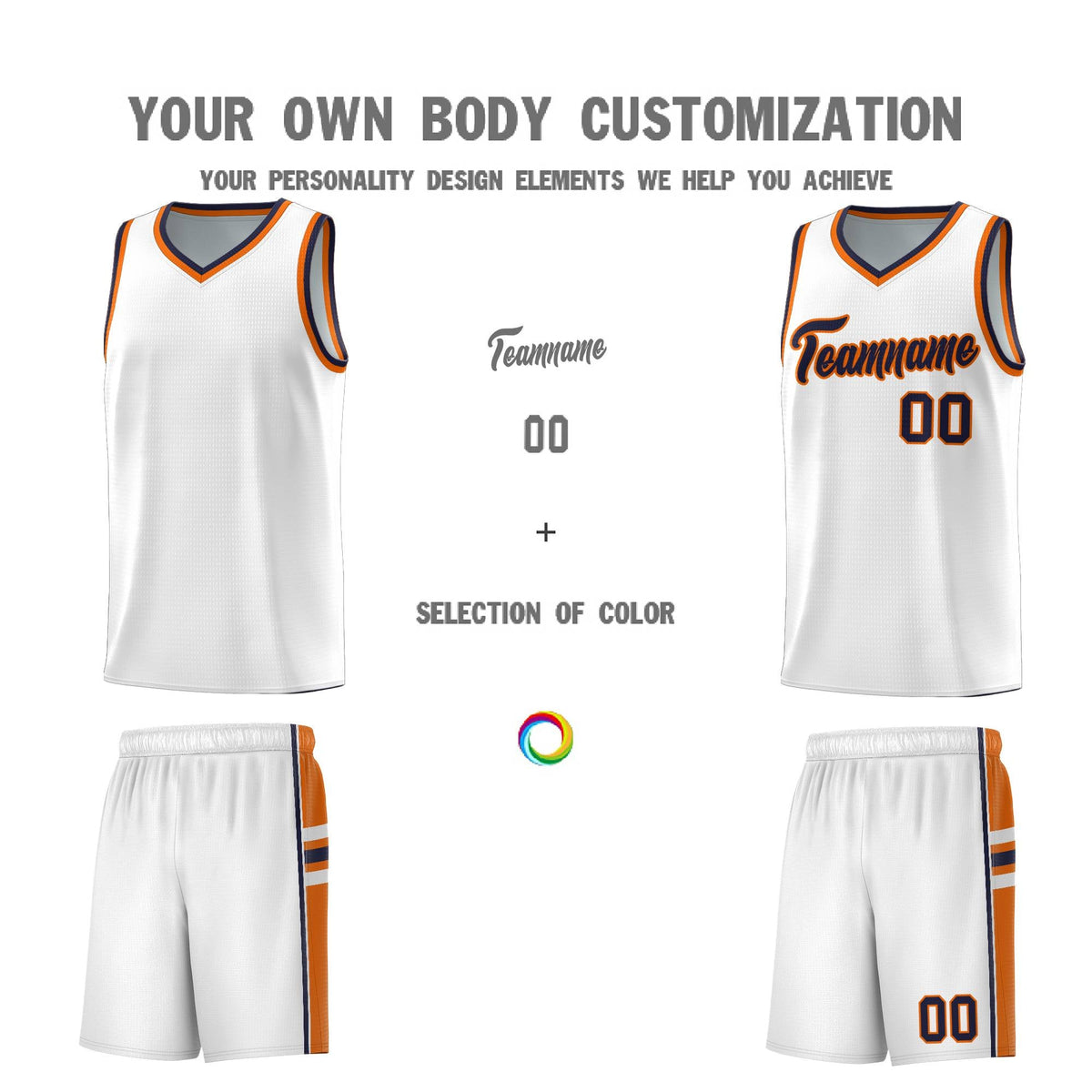 Custom Youth Basketball Jersey - White Orange Two-Tone Varsity Jersey Set