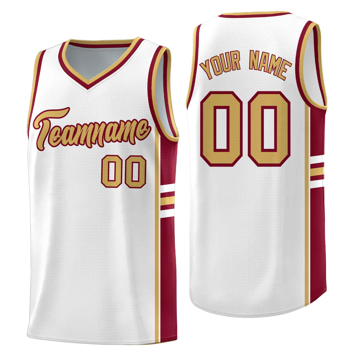 Custom Youth Basketball Jersey - White Crimson Two-Tone Varsity Jersey Set