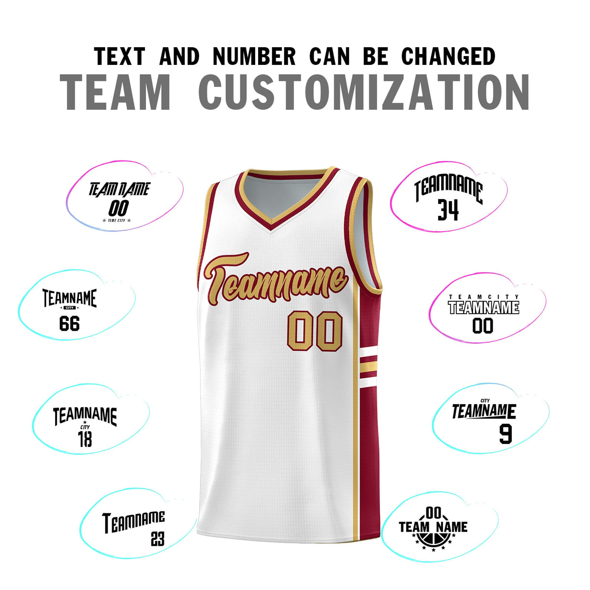 Custom Youth Basketball Jersey - White Crimson Two-Tone Varsity Jersey Set