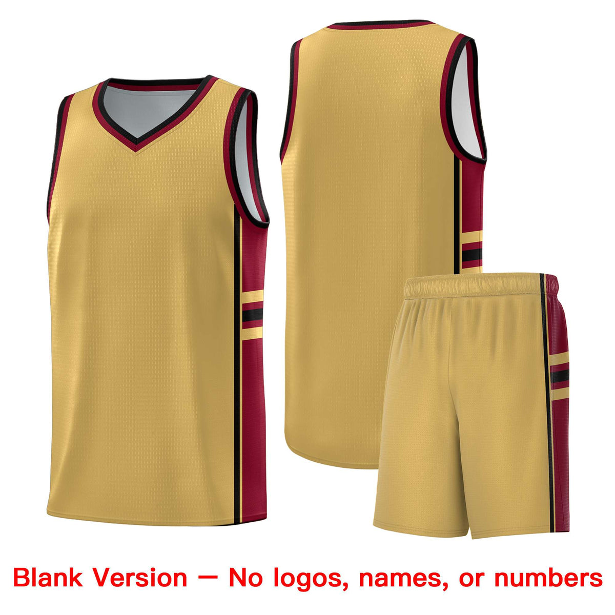Custom Youth Basketball Jersey - Old Gold Crimson Two-Tone Classic Varsity Uniform