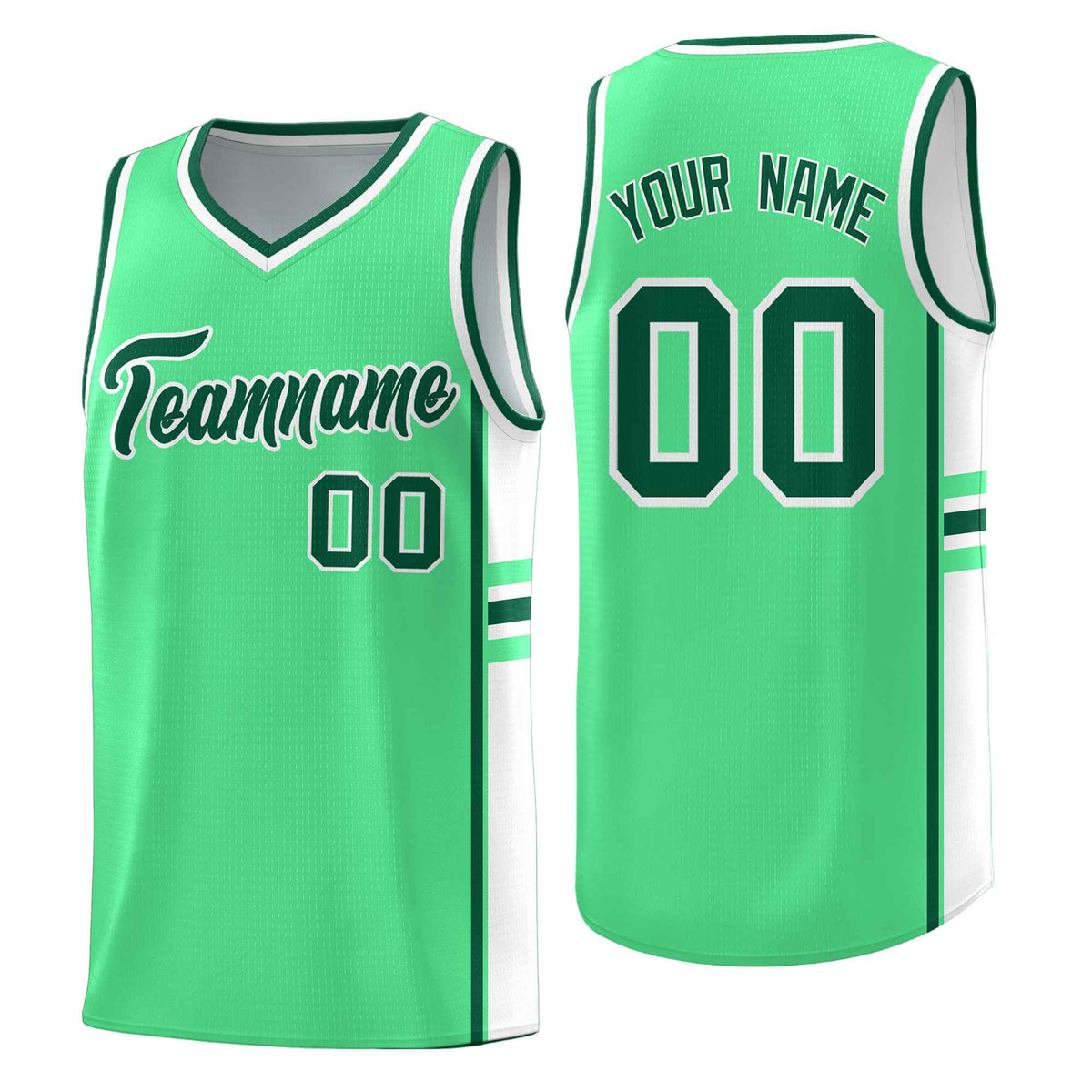 Custom Youth Basketball Jersey - Green White Personalized Varsity Two-Tone Uniform
