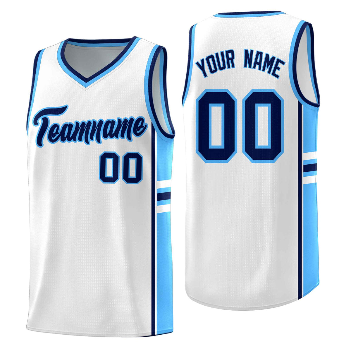 Custom Youth Basketball Jersey - White Powder Blue Two-Tone Varsity Jersey Set