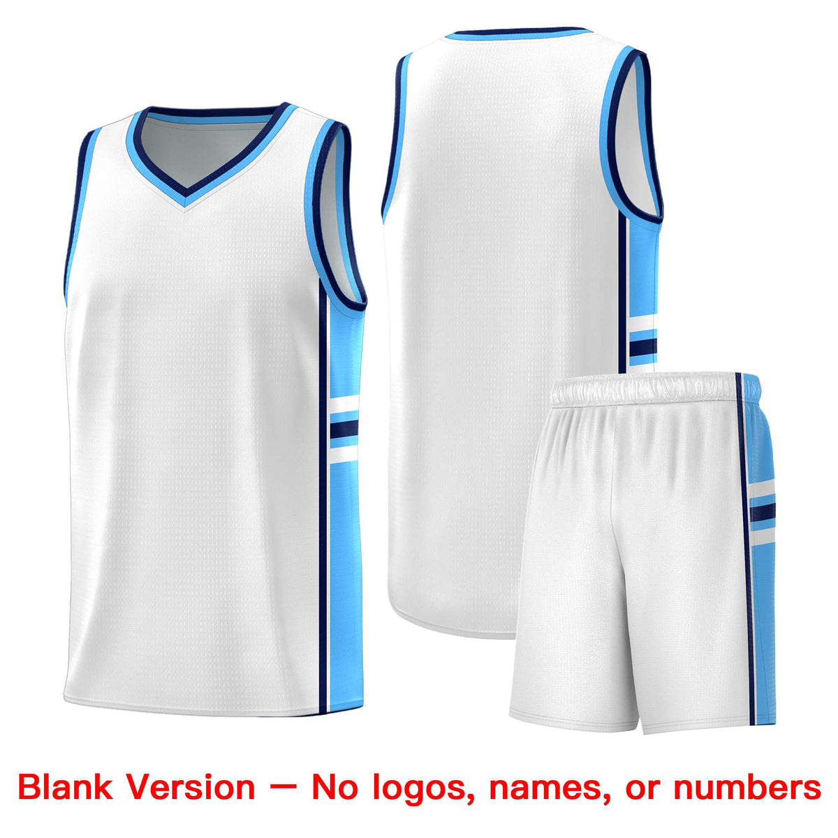 Custom Youth Basketball Jersey - White Powder Blue Two-Tone Varsity Jersey Set