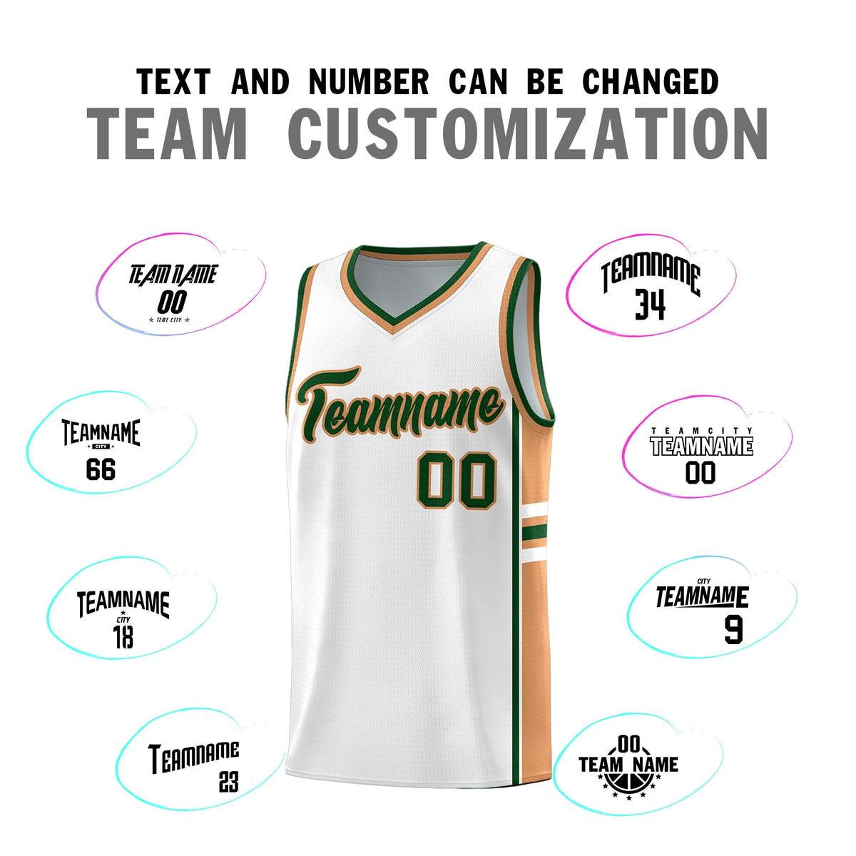 Custom Youth Basketball Jersey - White Buckskin Brown Two-Tone Varsity Jersey Set