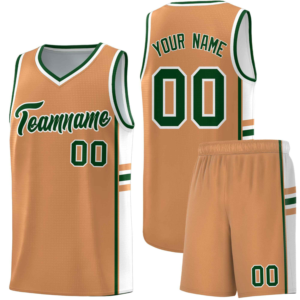 Custom Youth Basketball Jersey - Buckskin Brown White Personalized Varsity Two-Tone Uniform